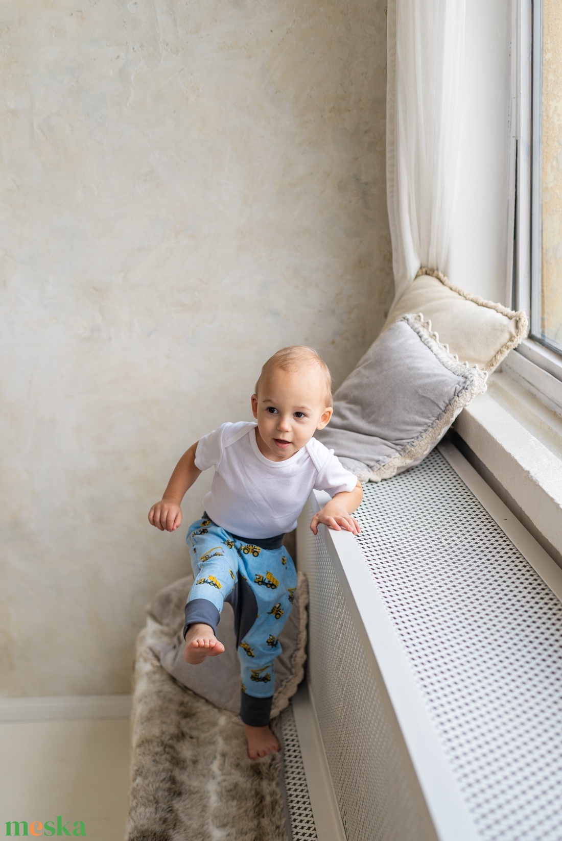 Kék apró csillagos háremnadrág (68) - baba - mama - babaruházat - baba nadrág - Meska.hu