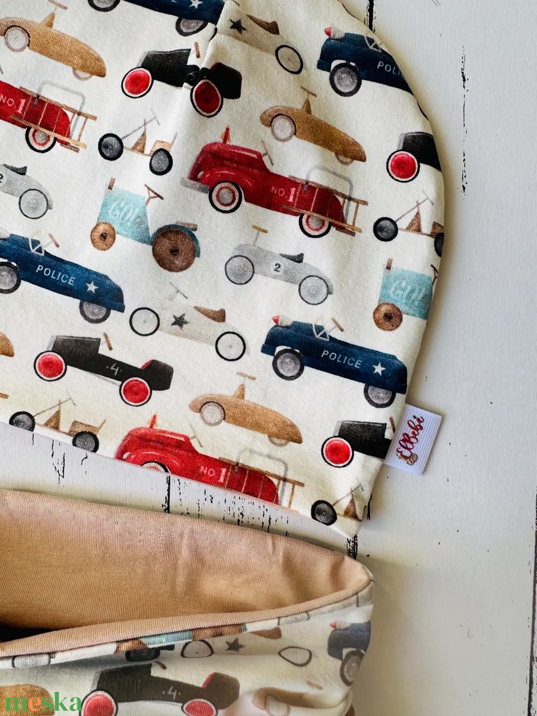 Retro autók sapka-sál szett (48-50 cm) - baba - mama - babaruházat - babasapka - Meska.hu
