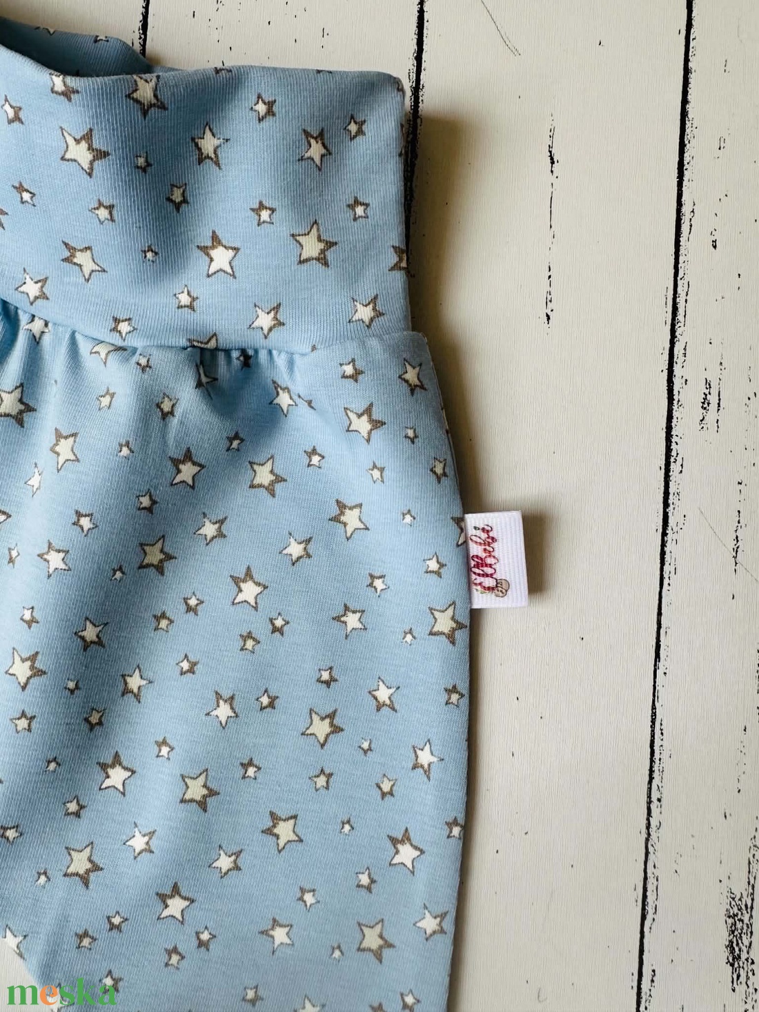 Kék apró csillagos leggings (68) - baba - mama - babaruházat - baba nadrág - Meska.hu
