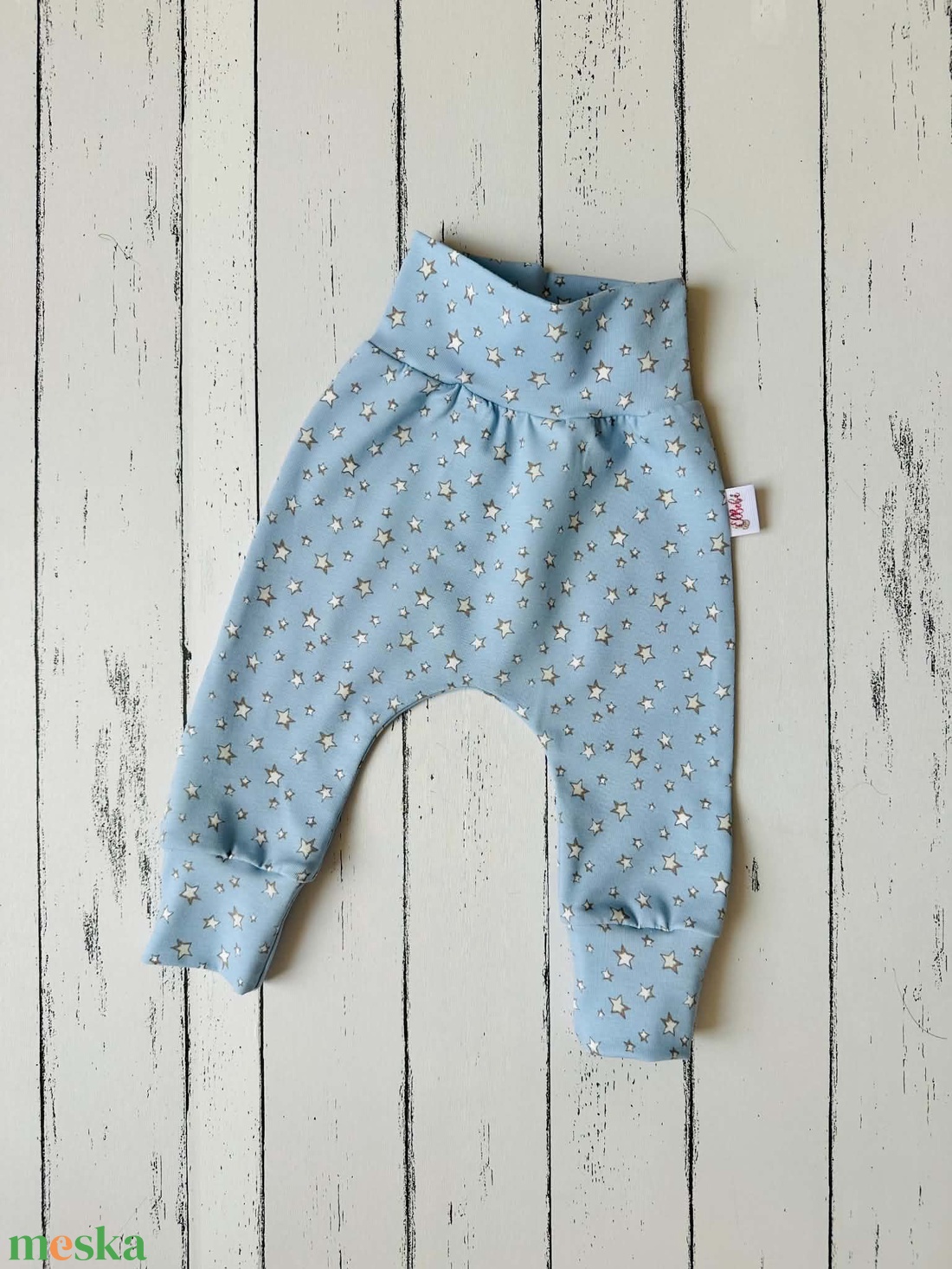 Kék apró csillagos leggings (68) - baba - mama - babaruházat - baba nadrág - Meska.hu
