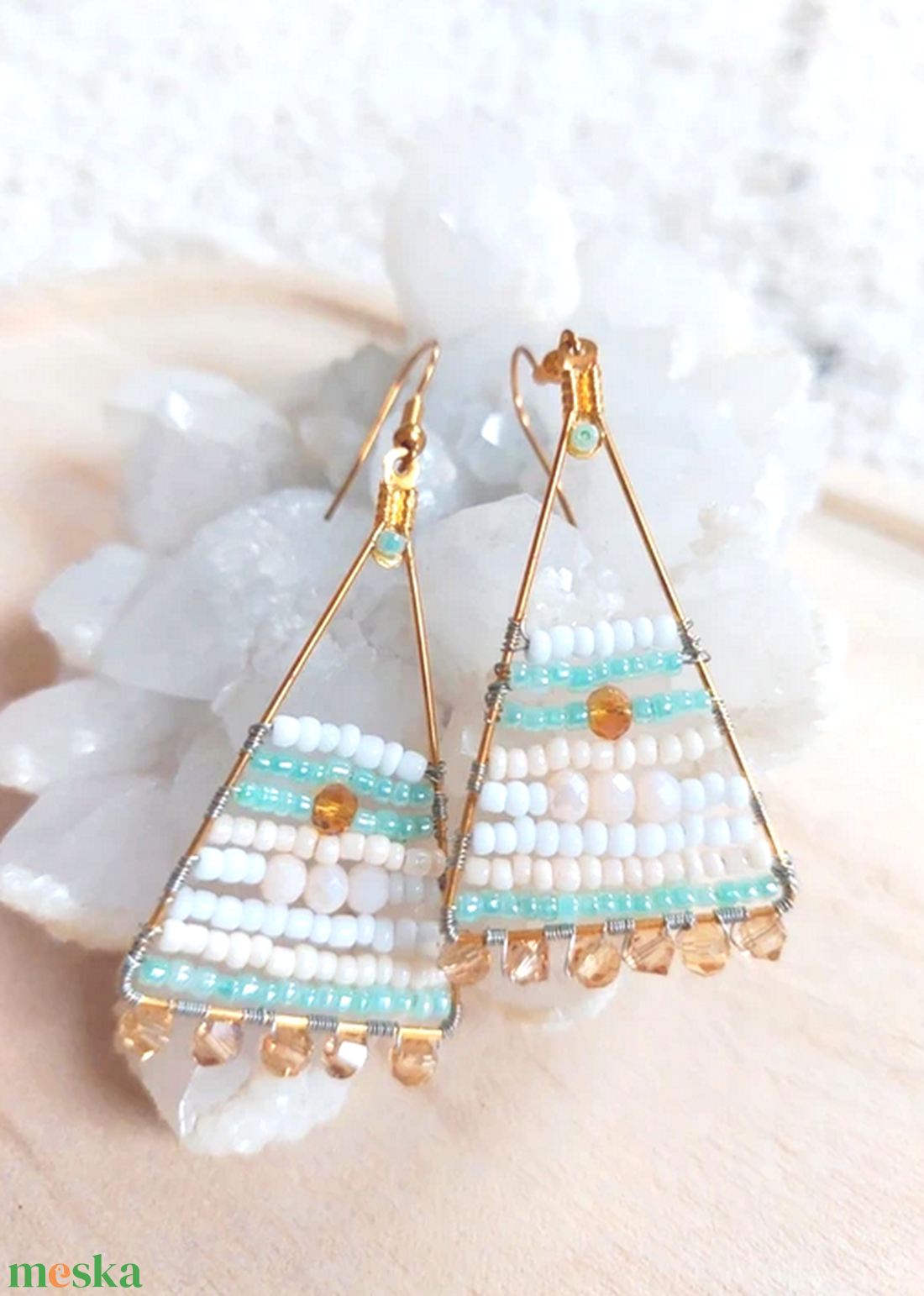 Azúr Tenger - ékszer - fülbevaló - lógó fülbevaló - Meska.hu