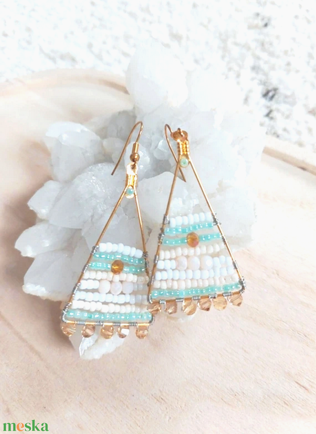 Azúr Tenger - ékszer - fülbevaló - lógó fülbevaló - Meska.hu