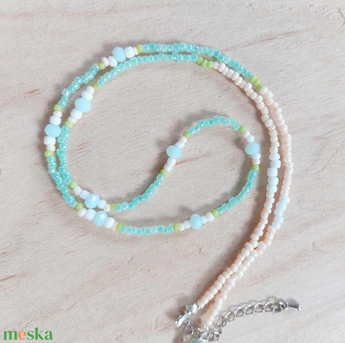 Azúr tenger nyakláncok - ékszer - nyaklánc - gyöngyös nyaklánc - Meska.hu