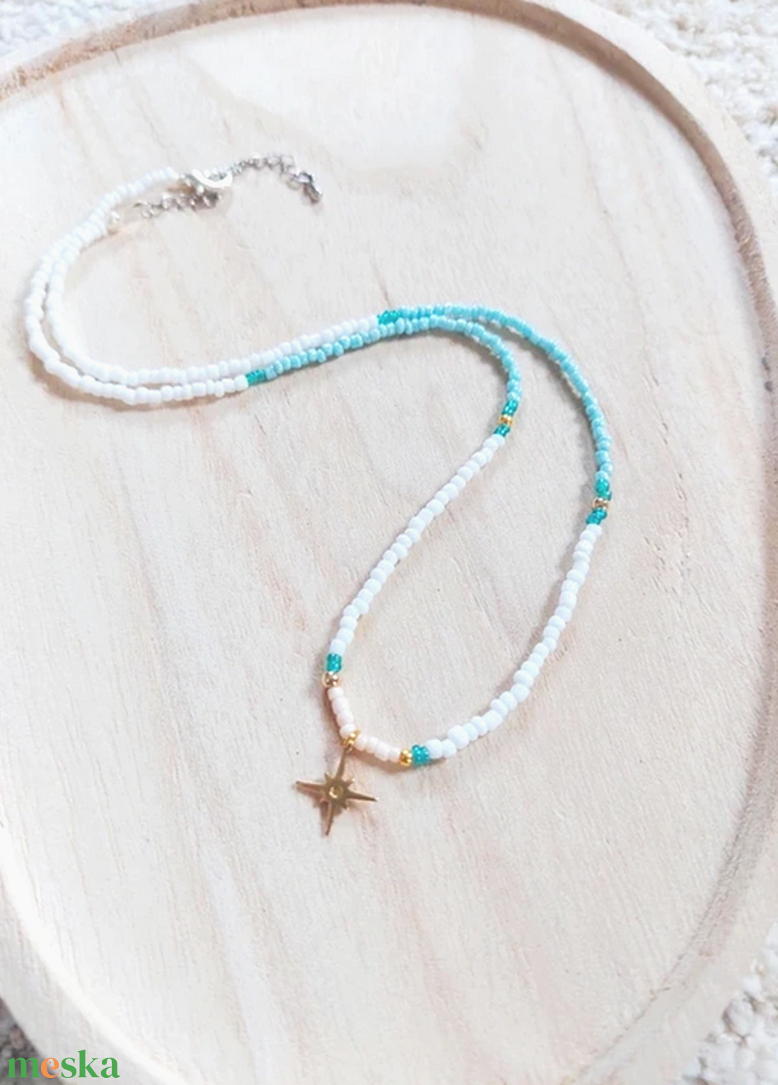 Azúr tenger nyakláncok - ékszer - nyaklánc - gyöngyös nyaklánc - Meska.hu