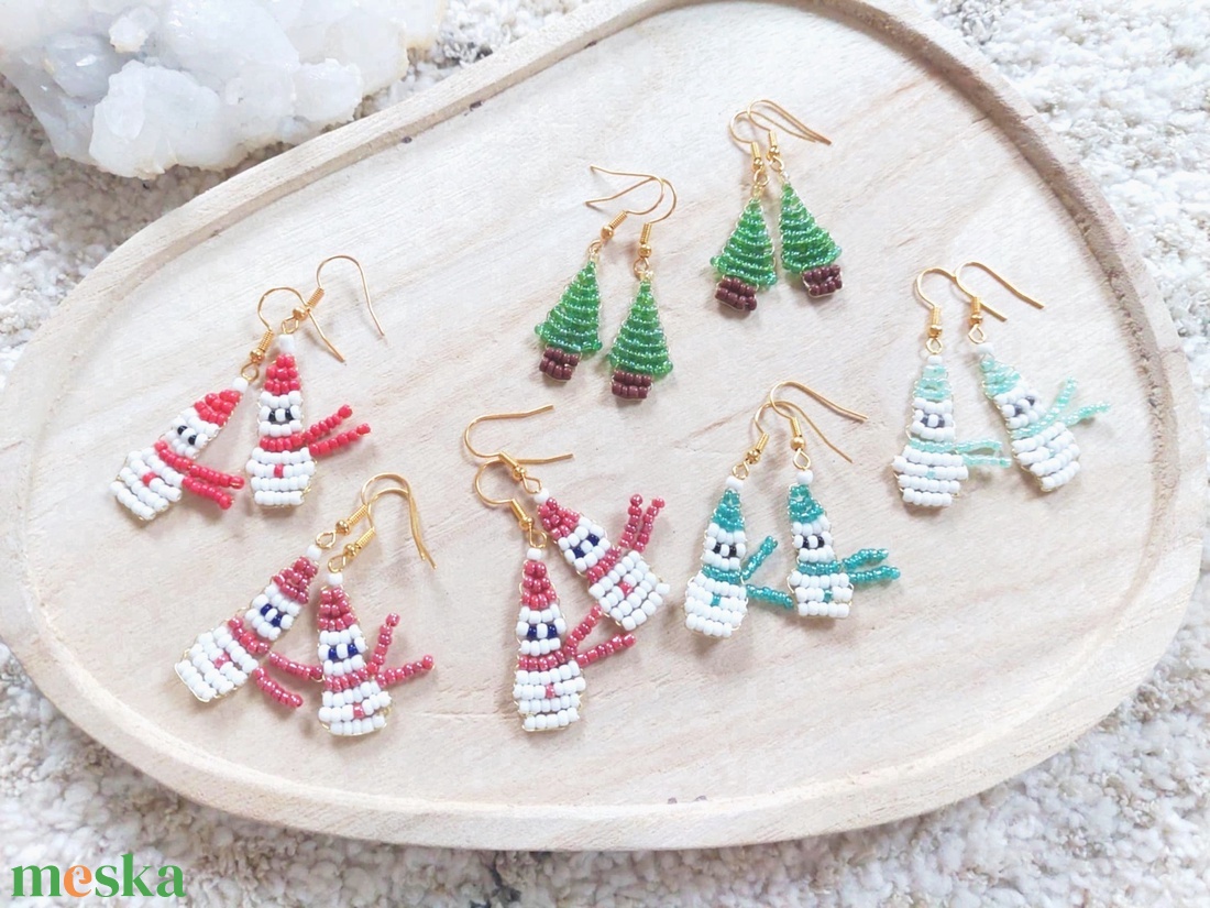 Karácsonyi fülbevalók - ékszer - fülbevaló - lógó fülbevaló - Meska.hu