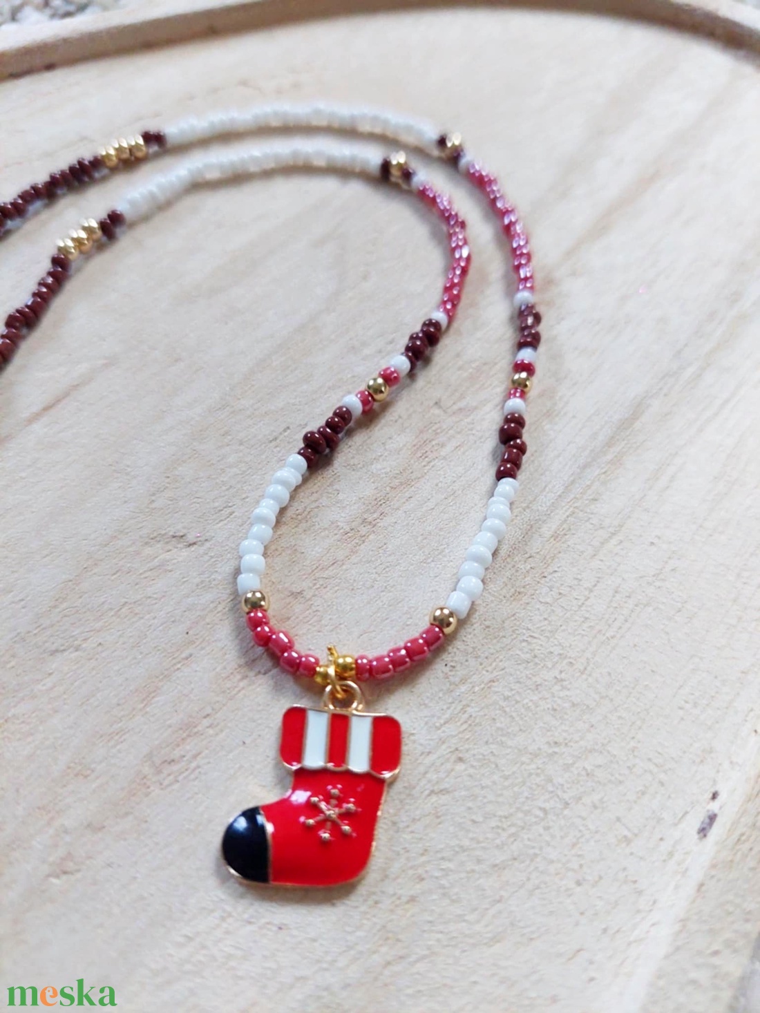 Karácsonyi nyaklánc - ékszer - nyaklánc - gyöngyös nyaklánc - Meska.hu