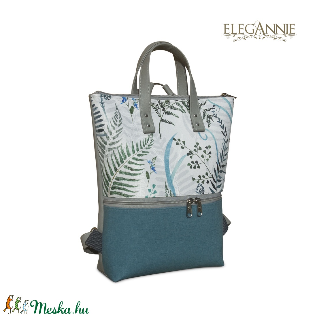 Páfrány türkizben - táska & tok - hátizsák - hátizsák - Meska.hu