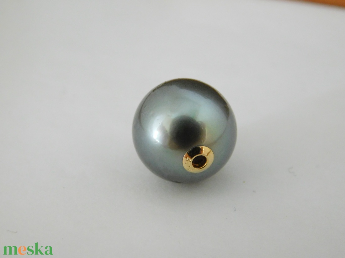 Tahiti Gyöngy Medál 18 K Arany Szélekkel AU750 Gyönyörű, Nagy 12 mm-es gyöngy - ékszer - nyaklánc - medál - Meska.hu