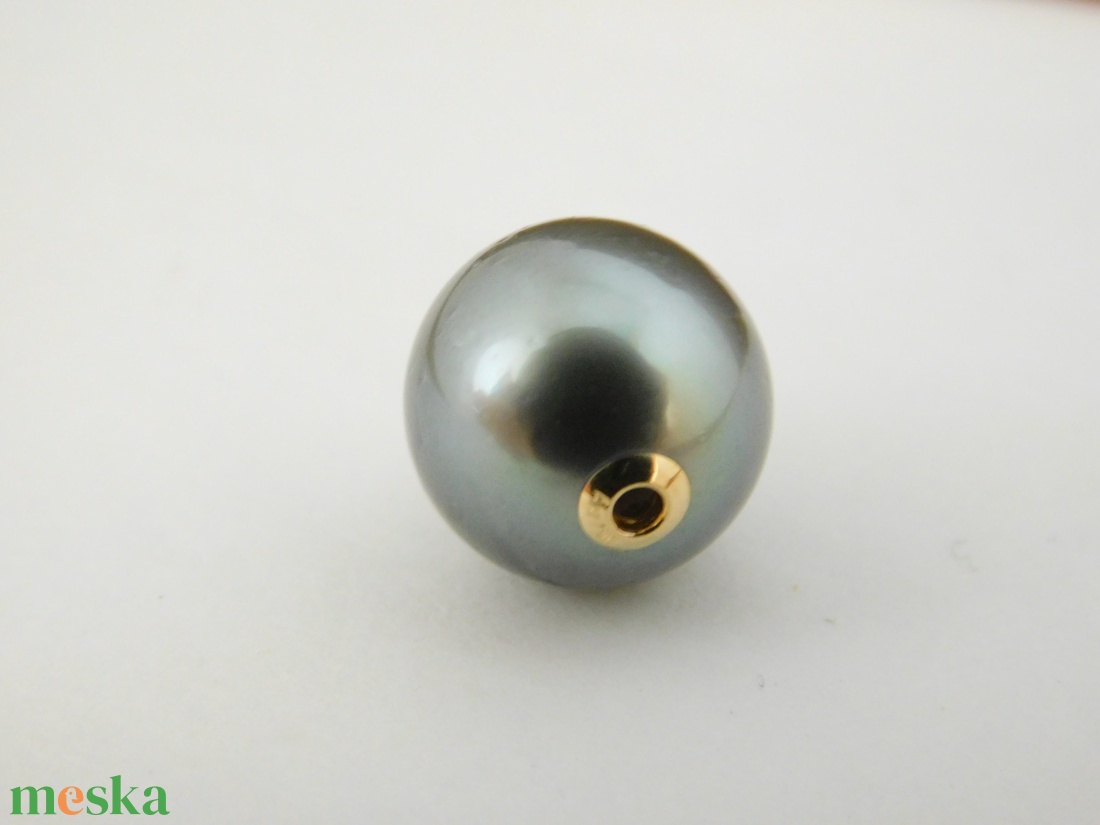 Tahiti Gyöngy Medál 18 K Arany Szélekkel AU750 Gyönyörű, Nagy 12 mm-es gyöngy - ékszer - nyaklánc - medál - Meska.hu