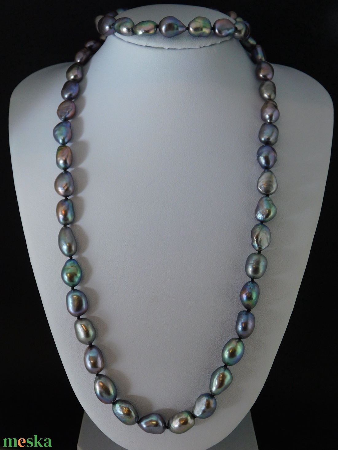 Gyöngyház Fekete/Multikolor Barokk Gyöngy Nyaklánc És Karkötő Szett 14 K Arany 10 mm-es Gyöngyökkel - ékszer - ékszerszett - Meska.hu