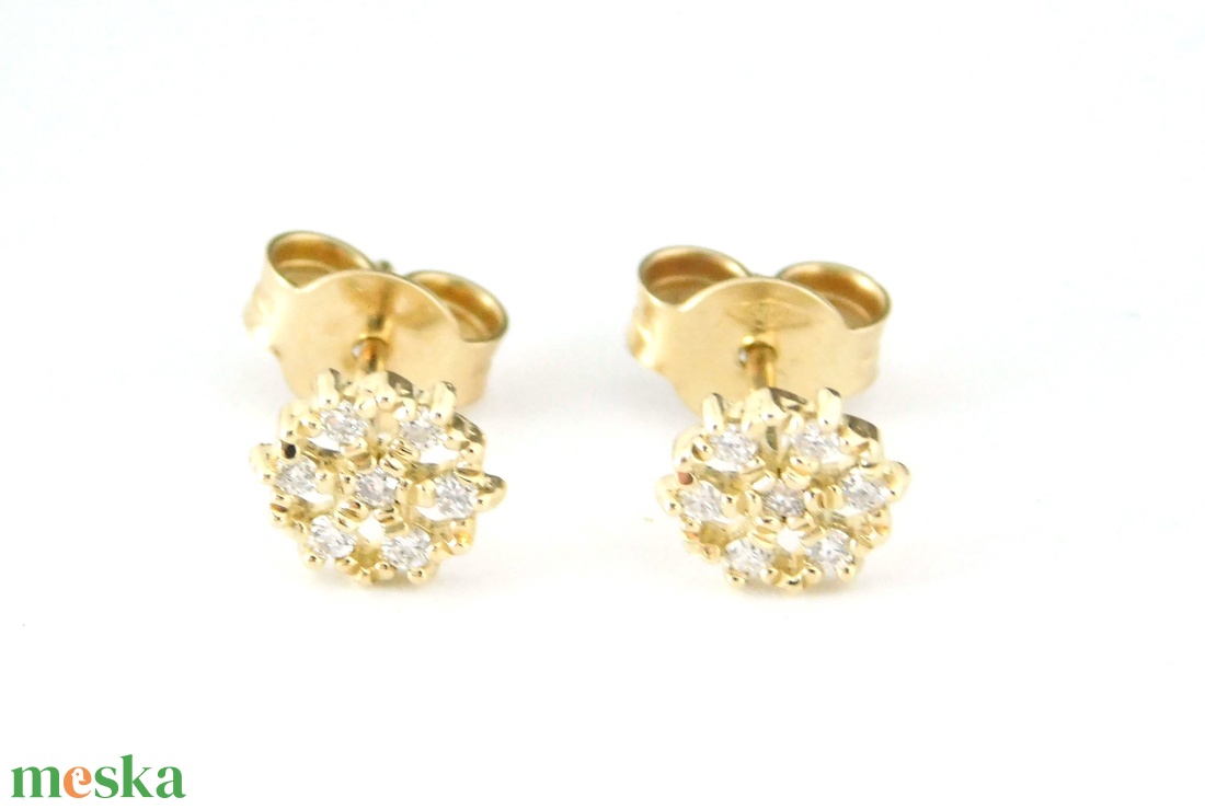 Brill 14 K Arany Fülbevalók Gyémántokkal - ékszer - fülbevaló - pötty fülbevaló - Meska.hu