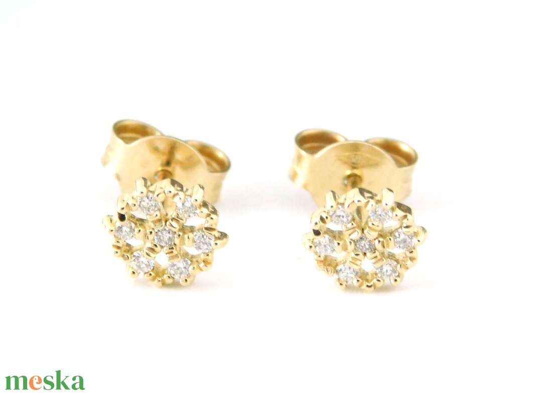 Brill 14 K Arany Fülbevalók Gyémántokkal - ékszer - fülbevaló - pötty fülbevaló - Meska.hu