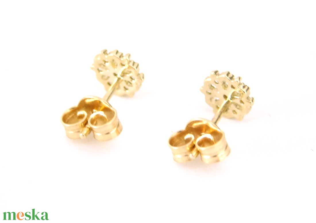 Brill 14 K Arany Fülbevalók Gyémántokkal - ékszer - fülbevaló - pötty fülbevaló - Meska.hu