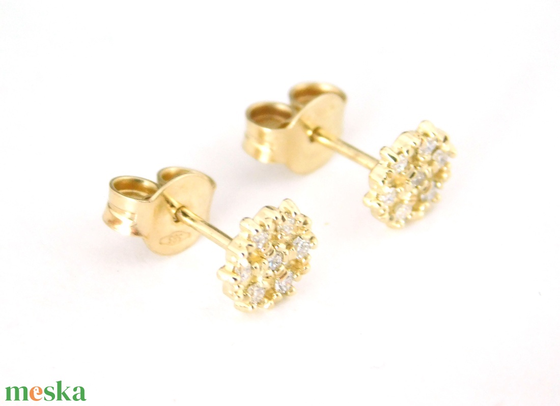 Brill 14 K Arany Fülbevalók Gyémántokkal - ékszer - fülbevaló - pötty fülbevaló - Meska.hu