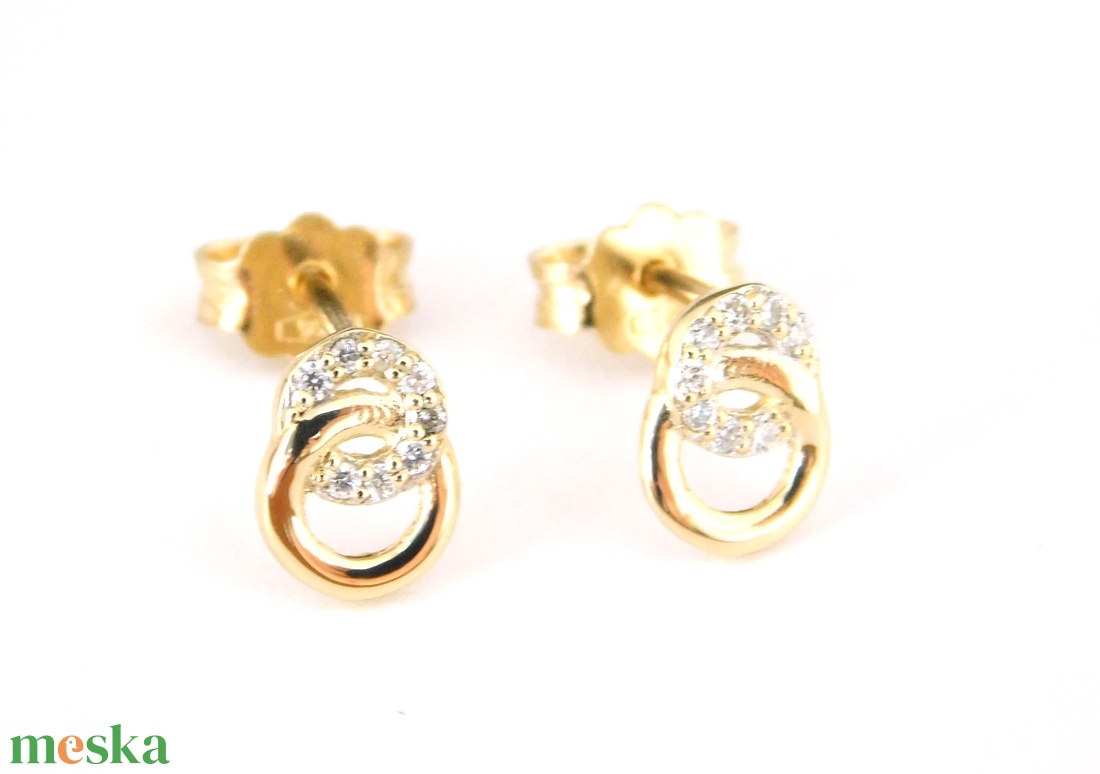 Brill 14 K Arany Csodaszép Fülbevalók Gyémántokkal - ékszer - fülbevaló - pötty fülbevaló - Meska.hu