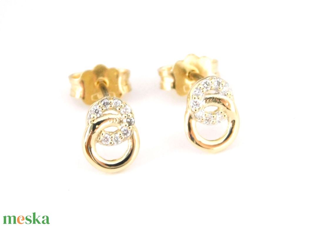 Brill 14 K Arany Csodaszép Fülbevalók Gyémántokkal - ékszer - fülbevaló - pötty fülbevaló - Meska.hu
