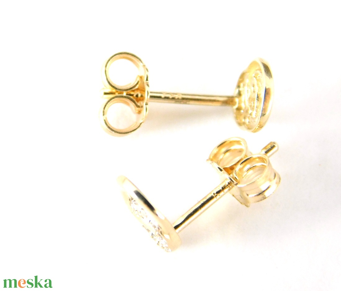 Brill 14 K Arany Csodaszép Fülbevalók Gyémántokkal - ékszer - fülbevaló - pötty fülbevaló - Meska.hu