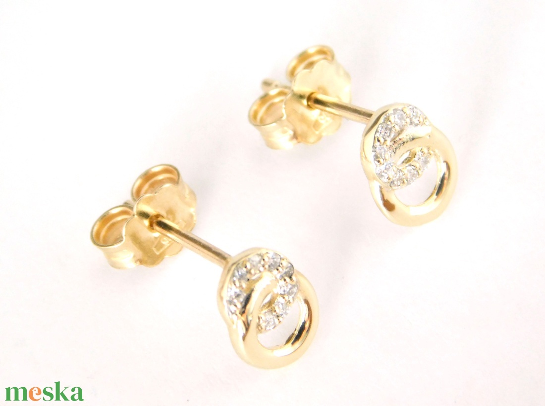 Brill 14 K Arany Csodaszép Fülbevalók Gyémántokkal - ékszer - fülbevaló - pötty fülbevaló - Meska.hu