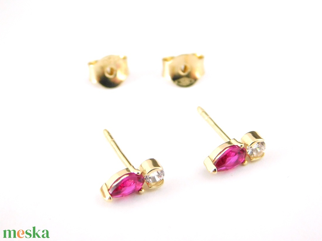 14 K Arany Szép Csinos Köves Fülbevalók - ékszer - fülbevaló - pötty fülbevaló - Meska.hu