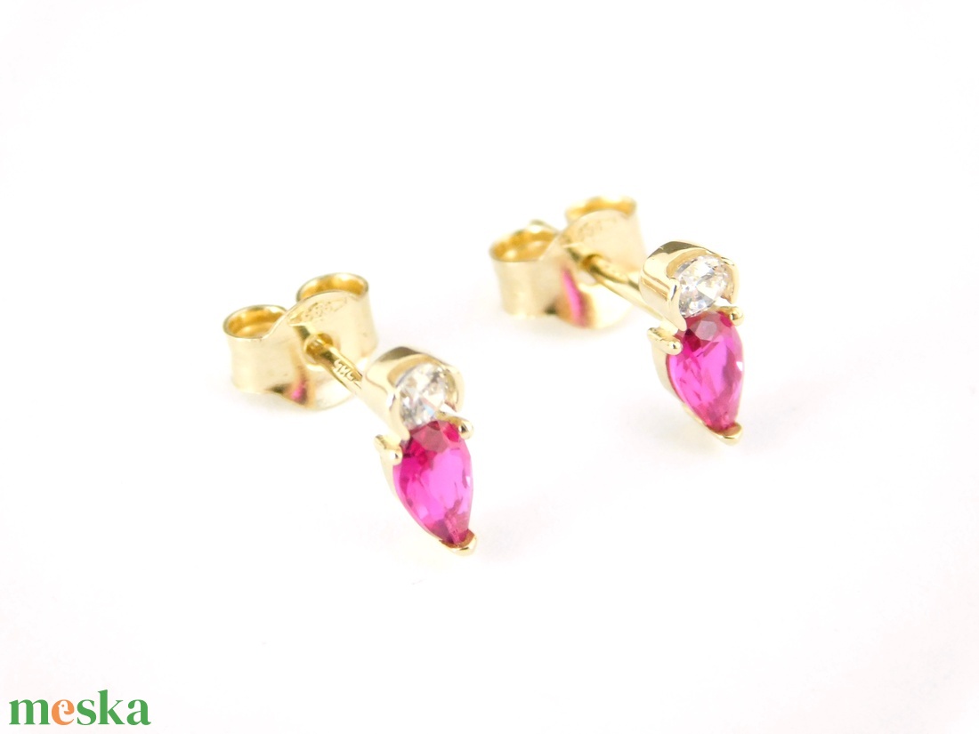 14 K Arany Szép Csinos Köves Fülbevalók - ékszer - fülbevaló - pötty fülbevaló - Meska.hu