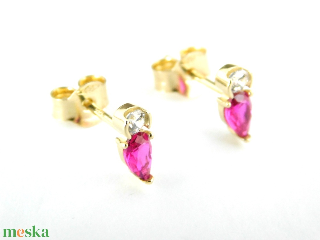 14 K Arany Szép Csinos Köves Fülbevalók - ékszer - fülbevaló - pötty fülbevaló - Meska.hu