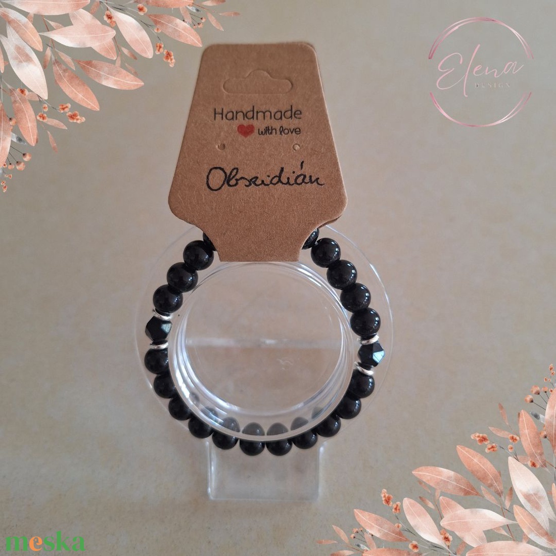 Ásványkarkötő - Obszidián - ékszer - karkötő - ásványkarkötő - Meska.hu