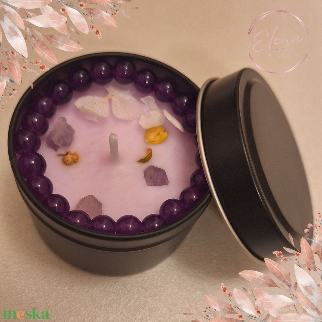 Édes álom - levendula illatú szója gyertya karkötővel - karácsony - karácsonyi lakásdekoráció - karácsonyi illatgyertya, mécses - Meska.hu