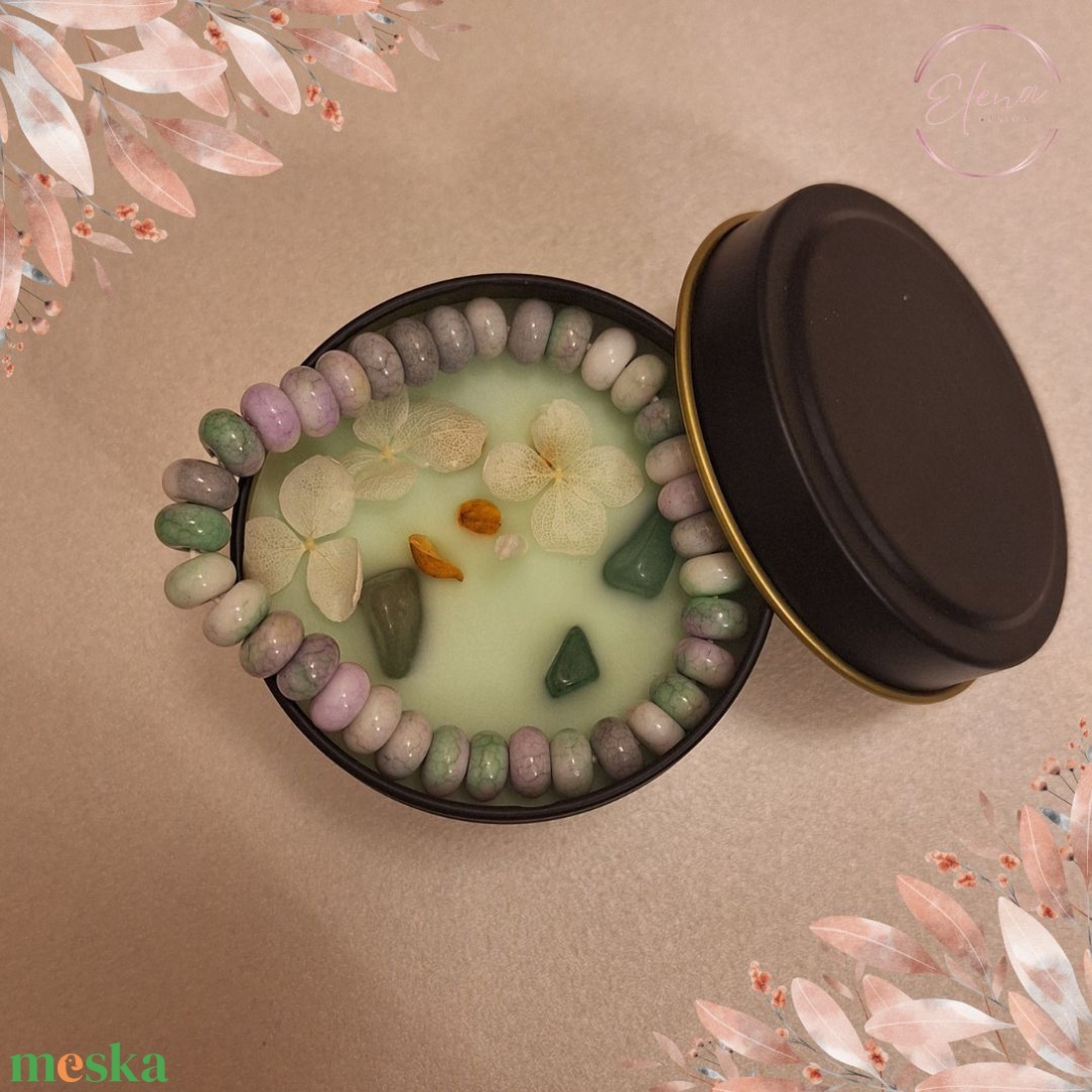 Fenyőliget - cédrus illatú szója gyertya ásványkarkötővel - karácsony - karácsonyi lakásdekoráció - karácsonyi illatgyertya, mécses - Meska.hu