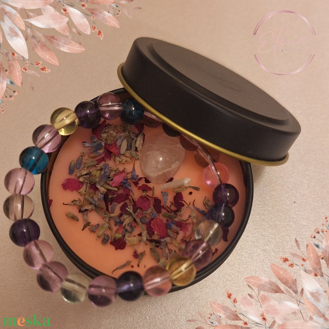 Bársonypír - berry illatú szója gyertya karkötővel - karácsony - karácsonyi lakásdekoráció - karácsonyi illatgyertya, mécses - Meska.hu