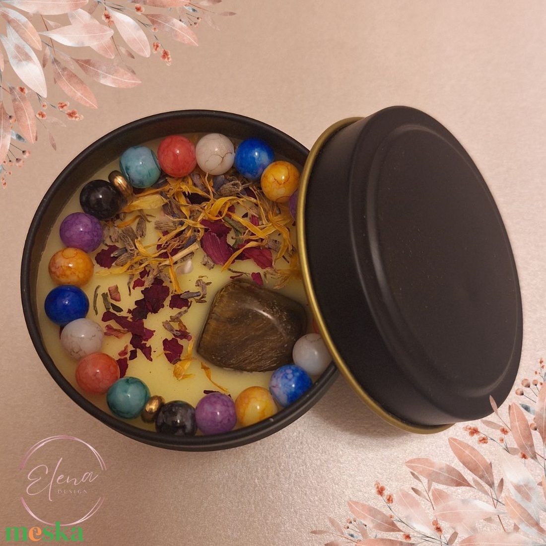 Aranyláng - jázmin illatú szója gyertya karkötővel - karácsony - karácsonyi lakásdekoráció - karácsonyi illatgyertya, mécses - Meska.hu