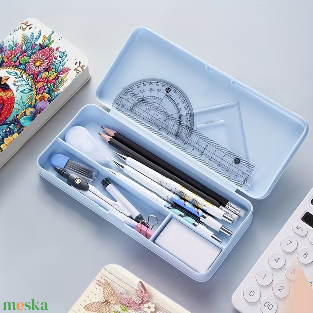 Téli madáretető mintájú tolltartó - otthon & életmód - papír, írószer - tolltartó & ceruzatekercs - Meska.hu