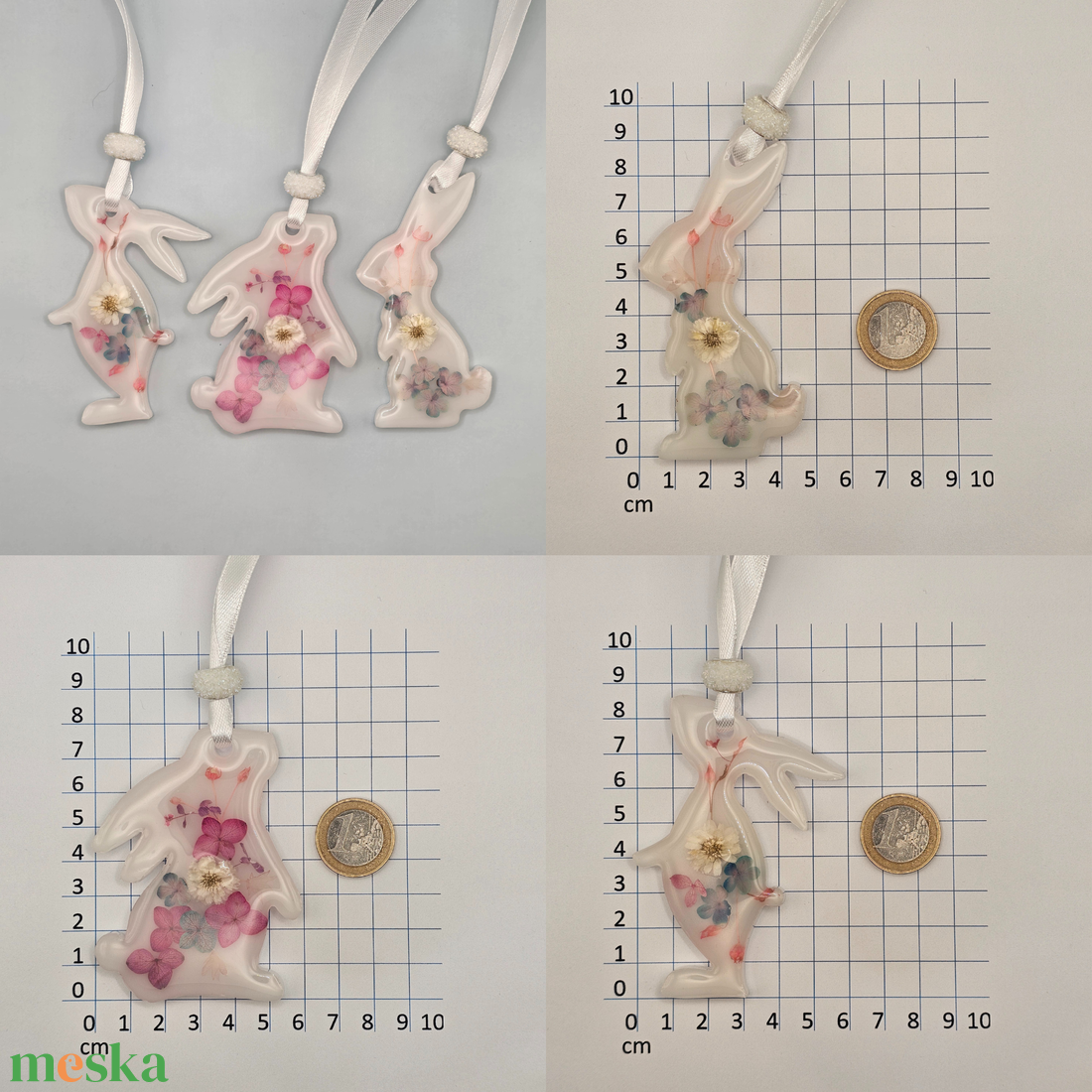 Húsvéti nyuszi függődísz � epoxi, valódi szárított virágokkal - otthon & életmód - dekoráció - húsvéti asztaldíszek - Meska.hu