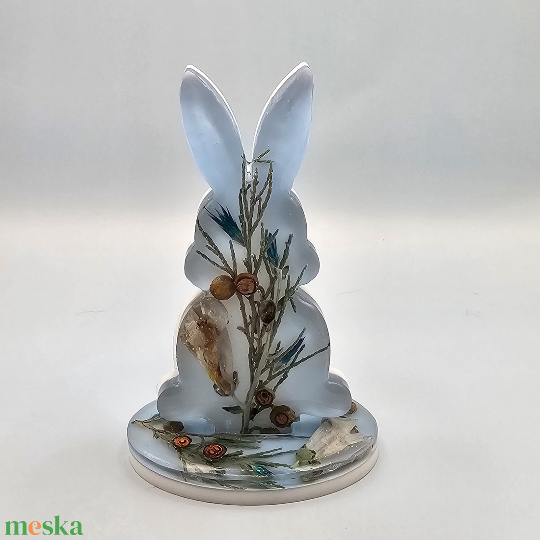Húsvéti tojásalátét nyuszi � epoxi, valódi szárított virágok - otthon & életmód - dekoráció - húsvéti asztaldíszek - Meska.hu