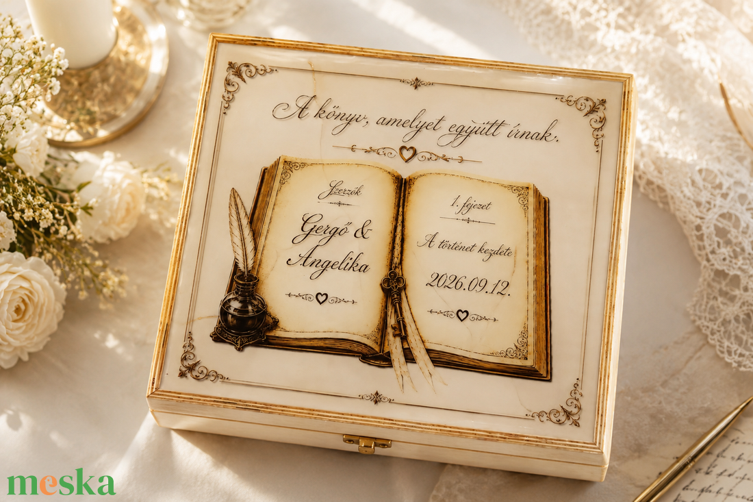 Esküvői emlékdoboz � személyre szabott nászajándék, Memory Box, könyv formájú doboz - esküvő - emlék & ajándék - doboz - Meska.hu