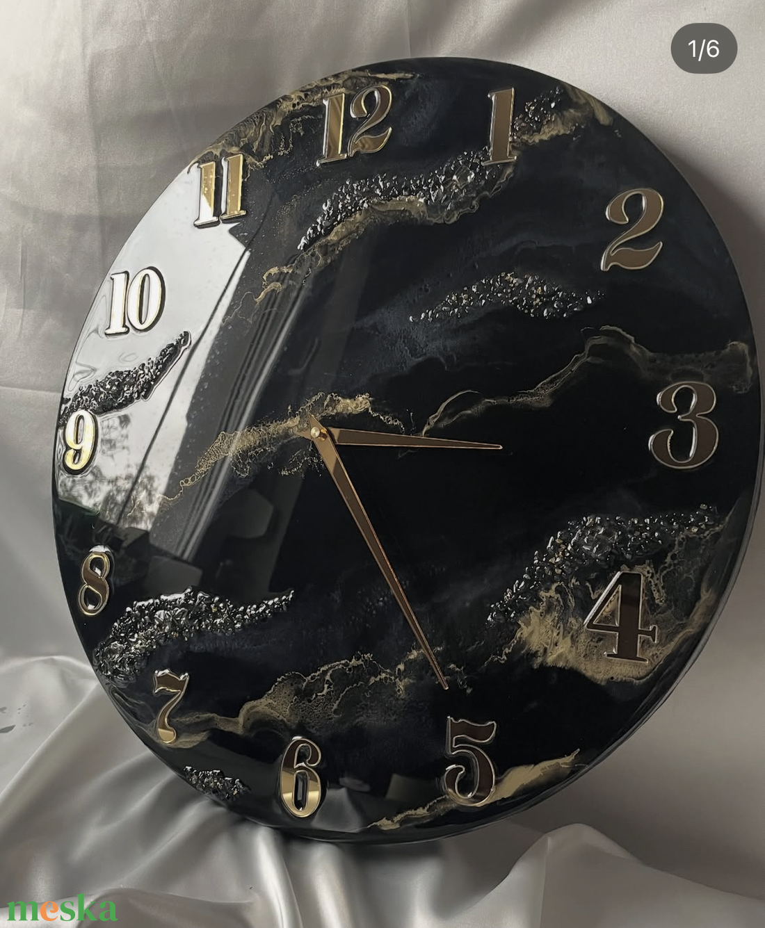 Fekete-arany epoxy falióra � elegáns kézműves design falióra - otthon & életmód - dekoráció - fali és függő dekoráció - falióra & óra - Meska.hu