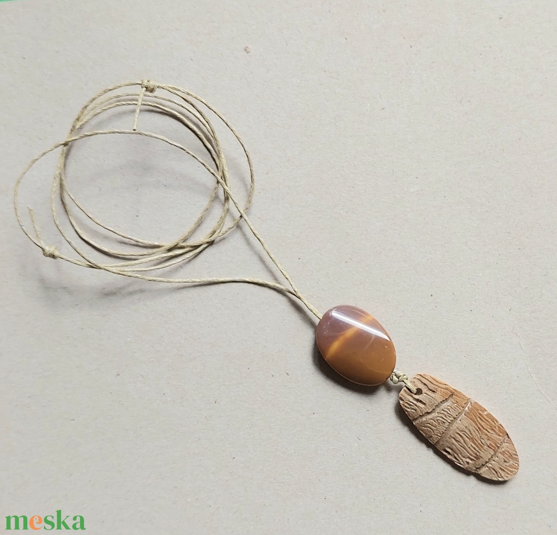 Olajfa amulett, nyaklánc mokait jáspis ásvánnyal - ékszer - nyaklánc - medálos nyaklánc - Meska.hu