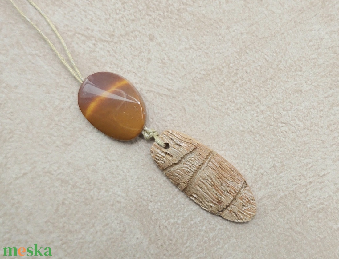 Olajfa amulett, nyaklánc mokait jáspis ásvánnyal - ékszer - nyaklánc - medálos nyaklánc - Meska.hu