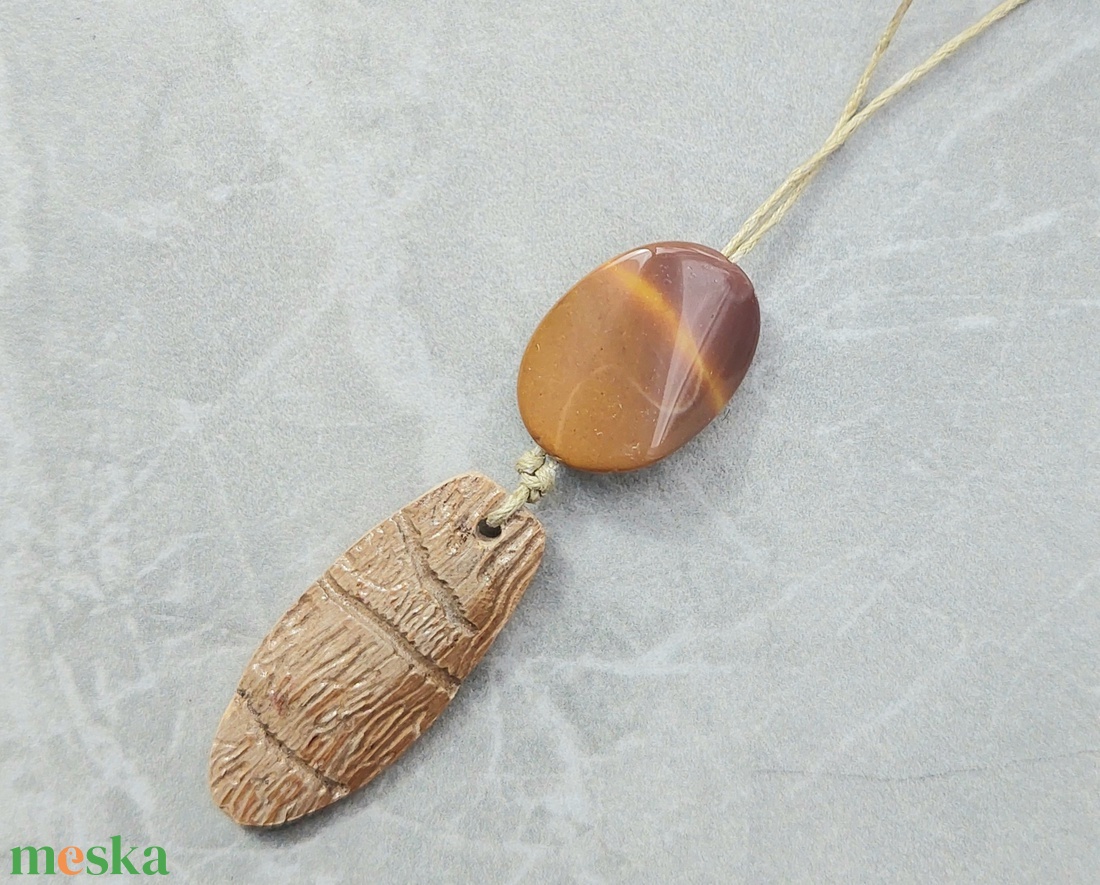 Olajfa amulett, nyaklánc mokait jáspis ásvánnyal - ékszer - nyaklánc - medálos nyaklánc - Meska.hu