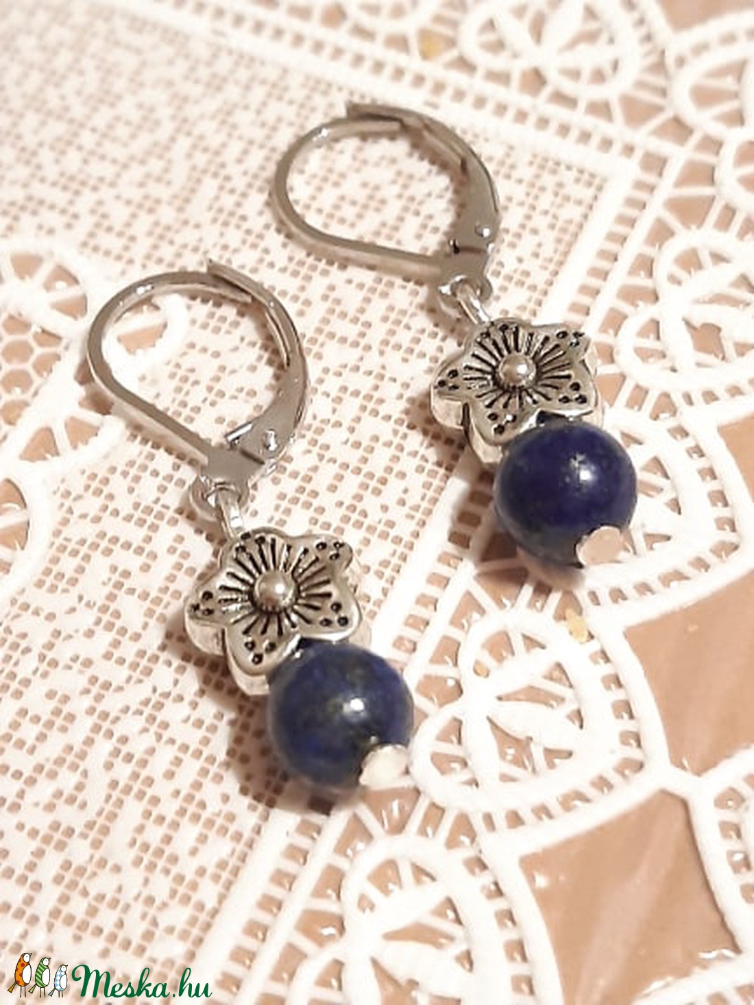 Lapis lazuli-csillagvirág fülbevaló - ékszer - fülbevaló - lógó fülbevaló - Meska.hu Lapis lazuli-csillagvirág fülbevaló - ékszer - fülbevaló - lógó fülbevaló - Meska.hu