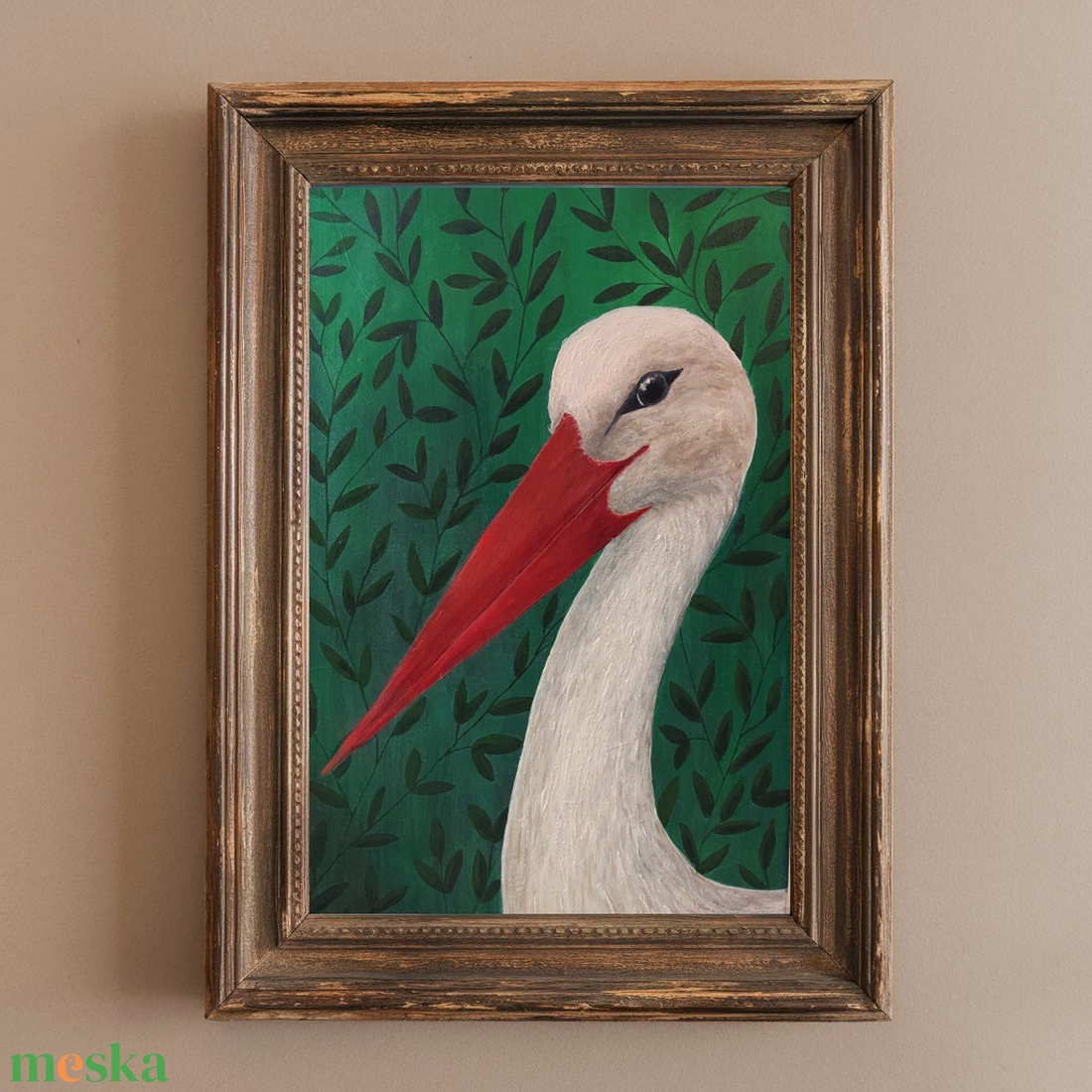 Akril gólya festmény feszített vászonon - KERET NÉLKÜL - művészet - festmény - akril - Meska.hu