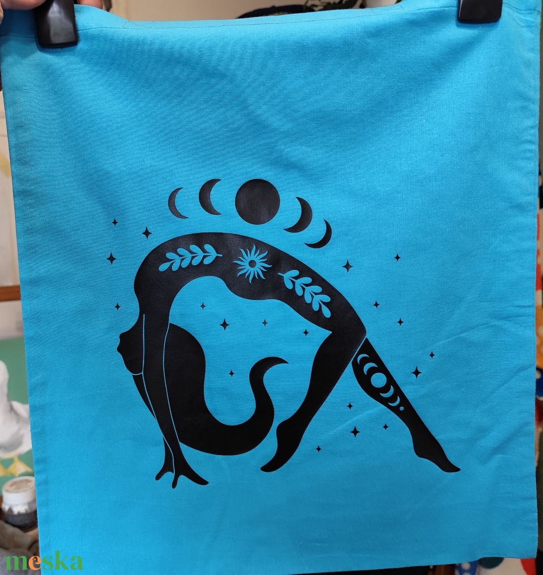 Jógás vászontáska - táska & tok - bevásárlás & shopper táska - shopper, textiltáska, szatyor - Meska.hu