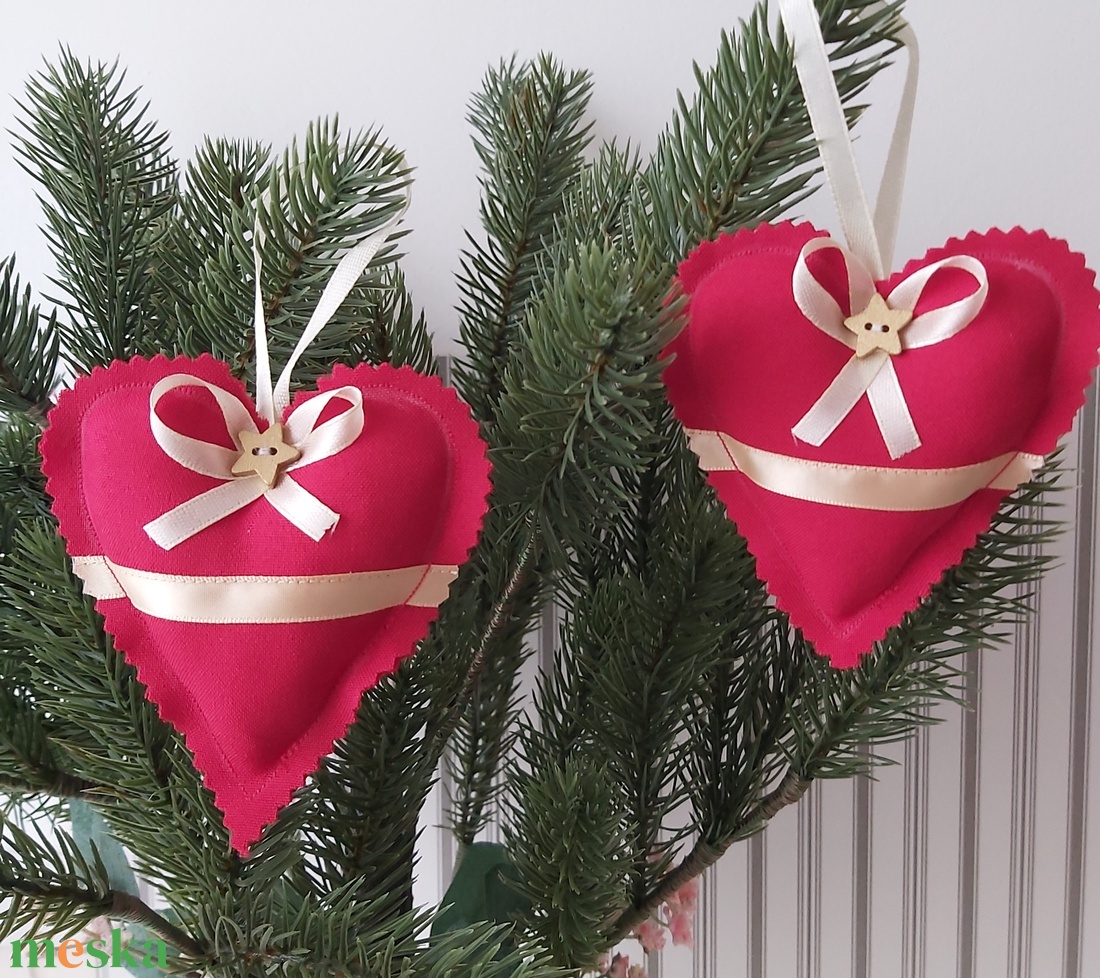 Karácsonyi szív dekoráció/karácsonyfa dísz - karácsony - adventi díszek - adventi ajtódísz - Meska.hu