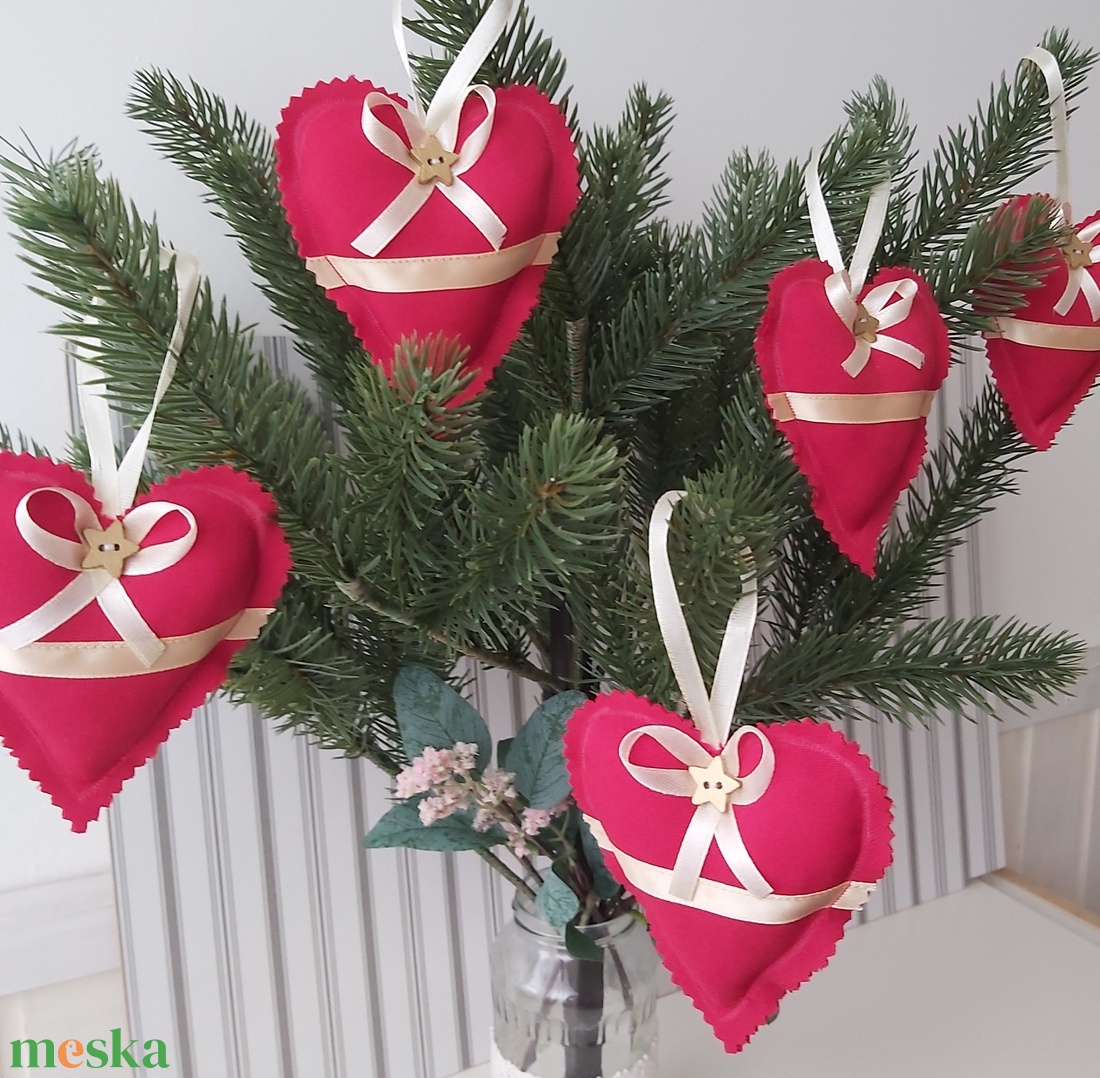 Karácsonyi szív dekoráció/karácsonyfa dísz - karácsony - adventi díszek - adventi ajtódísz - Meska.hu