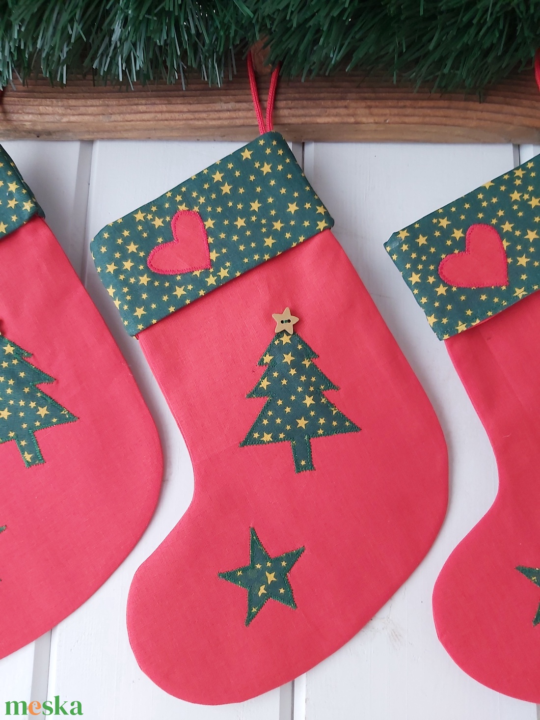 Karácsonyi zokni/csizma - karácsony - karácsonyi lakásdekoráció - karácsonyi lakásdíszek - Meska.hu