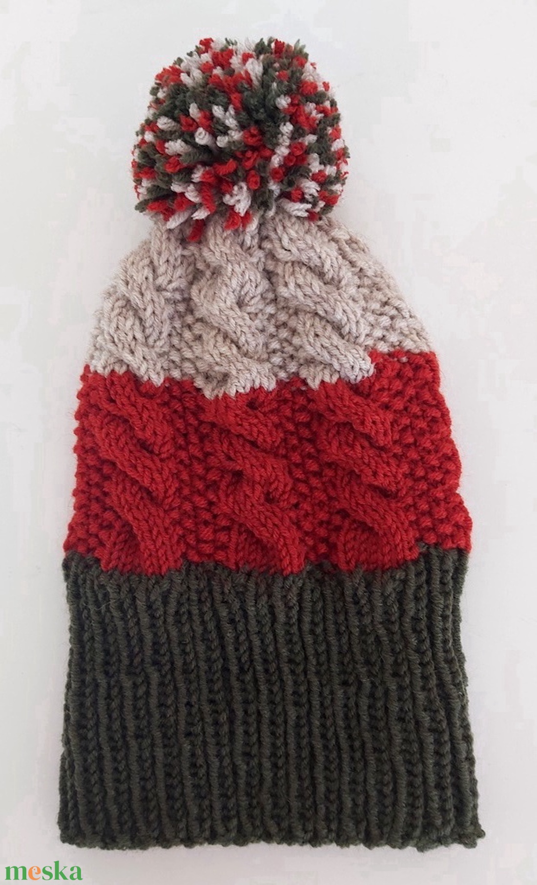 Meleg színekkel kötött gyermek sapka pom-pom díszítéssel - ruha & divat - sál, sapka, kendő - sapka - Meska.hu