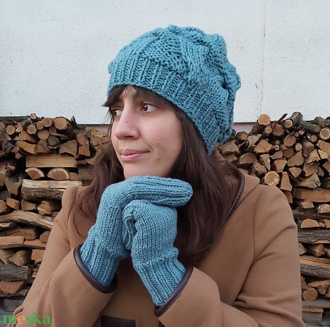 Fantázia, csavart mintás sapka + kesztyű - ruha & divat - sál, sapka, kendő - sapka - Meska.hu