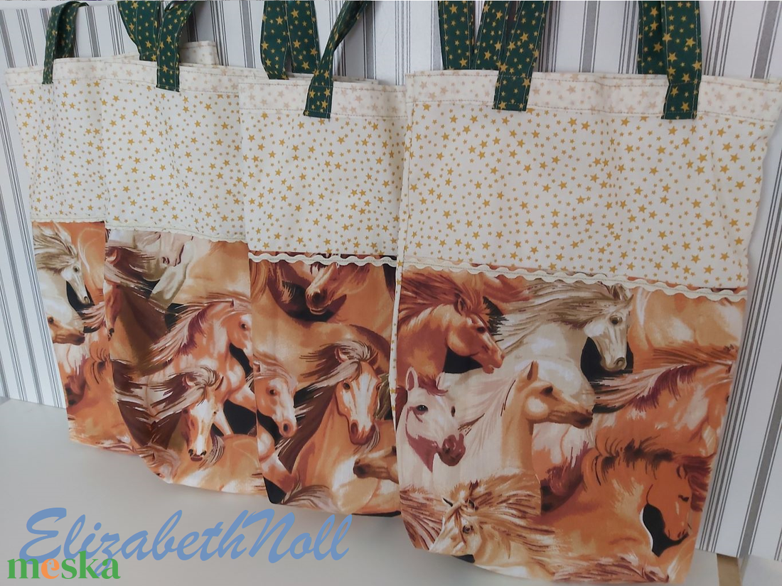 Lovas-csillagos ajándékátadó tasak - táska & tok - bevásárlás & shopper táska - shopper, textiltáska, szatyor - Meska.hu