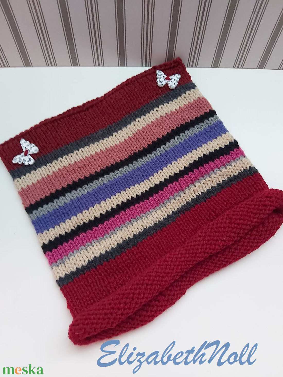 Csíkos kötött sapka - ruha & divat - sál, sapka, kendő - sapka - Meska.hu