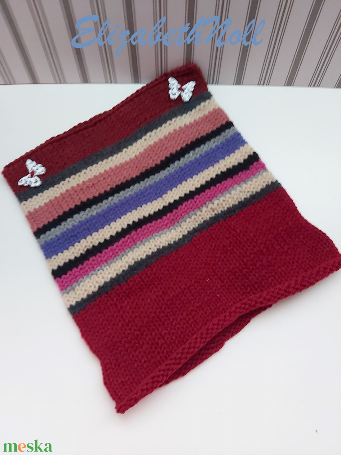 Csíkos kötött sapka - ruha & divat - sál, sapka, kendő - sapka - Meska.hu