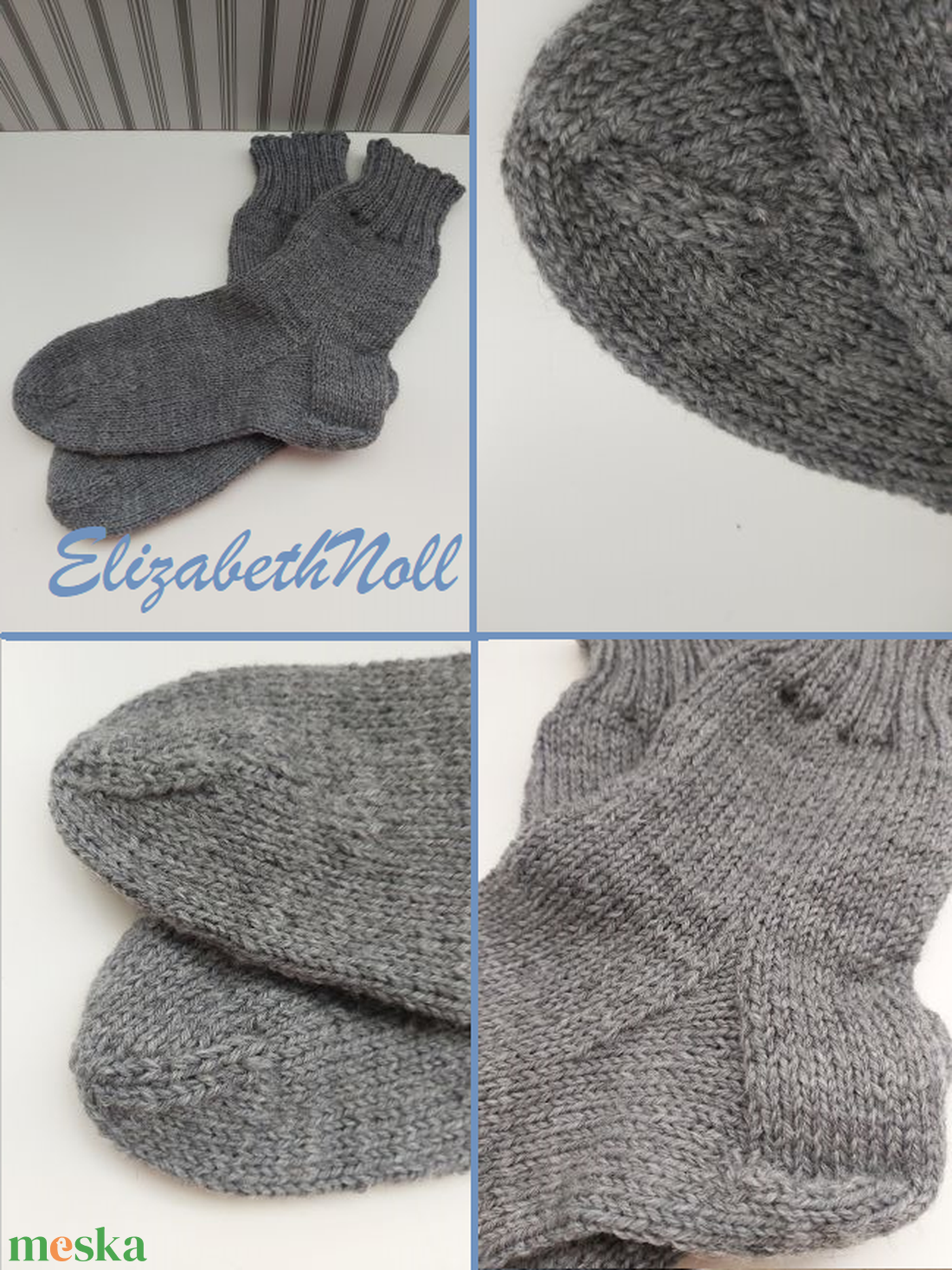 Középszürke színű, kézzel kötött, gyapjú zokni - ruha & divat - cipő & papucs - zokni - Meska.hu Középszürke színű, kézzel kötött, gyapjú zokni - ruha & divat - cipő & papucs - zokni - Meska.hu